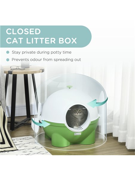 PawHut Large Cat Litter Box, with Scoop, Front Entrance, 53 x 51 x 48cm -Green - pic 148543 | FastDaddyshop