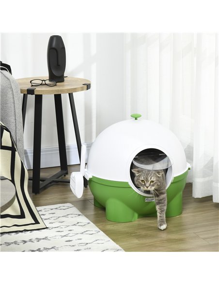 PawHut Large Cat Litter Box, with Scoop, Front Entrance, 53 x 51 x 48cm -Green - pic 148544 | FastDaddyshop