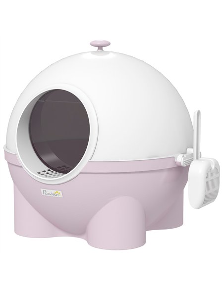PawHut Large Cat Litter Box, with Scoop, Front Entrance, 53 x 51 x 48cm - Pink - pic 148547 | FastDaddyshop
