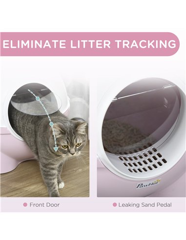 PawHut Large Cat Litter Box, with Scoop, Front Entrance, 53 x 51 x 48cm - Pink