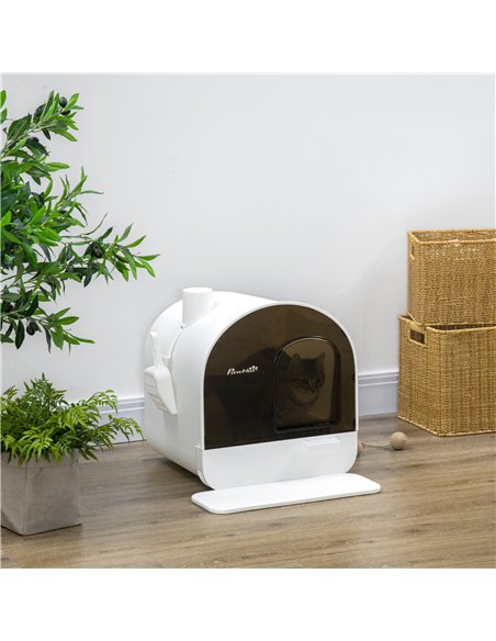 PawHut Hooded Cat Litter Box, Kitten Litter Tray, with Lid, Scoop, Filter, Flap Door - pic 148557 | FastDaddyshop