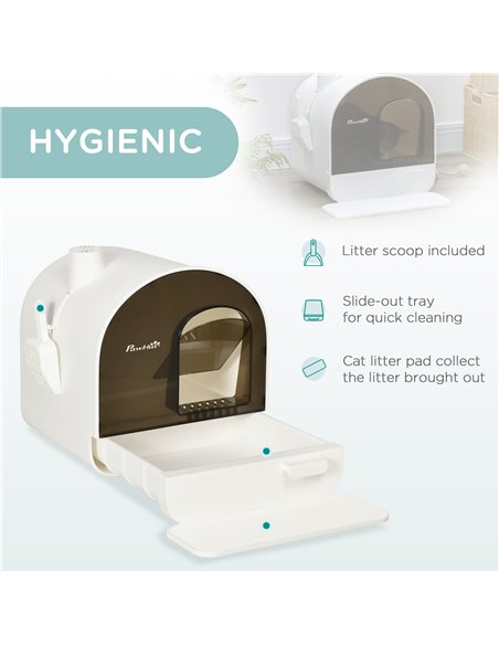 PawHut Hooded Cat Litter Box, Kitten Litter Tray, with Lid, Scoop, Filter, Flap Door - pic 148559 | FastDaddyshop