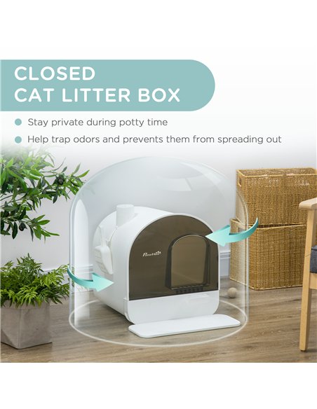 PawHut Hooded Cat Litter Box, Kitten Litter Tray, with Lid, Scoop, Filter, Flap Door - pic 148560 | FastDaddyshop