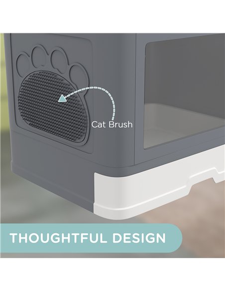 PawHut Enclosed Cat Litter Box with lid, Front Entry, Top Exit, Drawer, Tray, Scoop, Brush, 48.5 x 38 x 36.5cm - Grey - pic 148579 | FastDaddyshop
