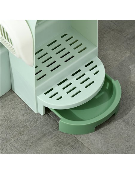 PawHut 2 in 1 Cat Litter Box, with Drawer Pans, Scoop, Openable Cover - Green - pic 148591 | FastDaddyshop