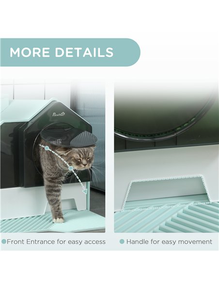PawHut Hooded Cat Litter Tray w/ Scoop Light Blue - pic 148598 | FastDaddyshop