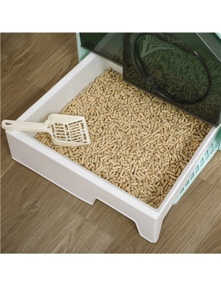 PawHut Hooded Cat Litter Tray w/ Scoop Light Blue - pic 148599 | FastDaddyshop