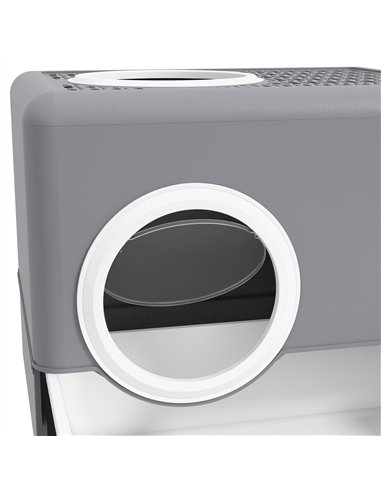PawHut Enclosed Cat Litter Box, with Lid, Front Entry, Top Exit, Pull-Out Tray, Scoop - Grey