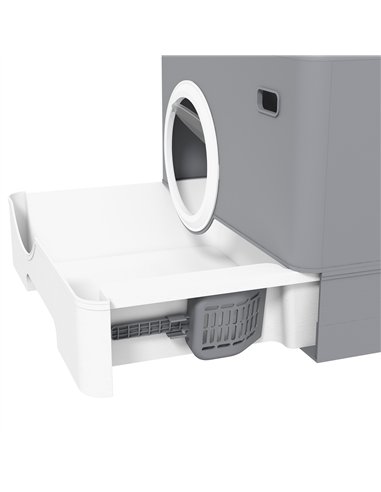 PawHut Enclosed Cat Litter Box, with Lid, Front Entry, Top Exit, Pull-Out Tray, Scoop - Grey