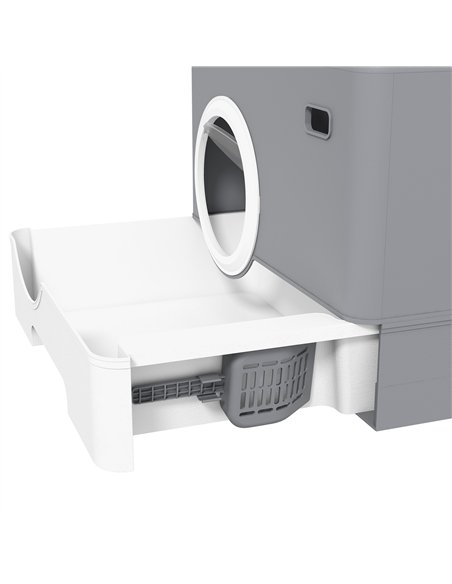 PawHut Enclosed Cat Litter Box, with Lid, Front Entry, Top Exit, Pull-Out Tray, Scoop - Grey - pic 148609 | FastDaddyshop