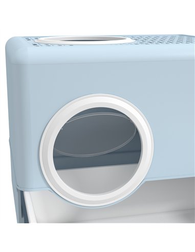 PawHut Enclosed Cat Litter Box, with Lid, Front Entry, Top Exit, Pull-Out Tray, Scoop - Blue