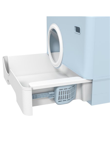 PawHut Enclosed Cat Litter Box, with Lid, Front Entry, Top Exit, Pull-Out Tray, Scoop - Blue - pic 148617 | FastDaddyshop
