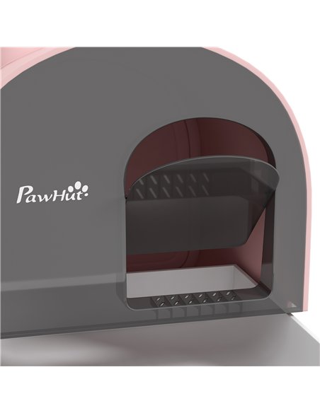 PawHut Hooded Cat Litter Box, Kitten Litter Tray, with Lid, Scoop, Filter, Flap Door, Pink - pic 148634 | FastDaddyshop