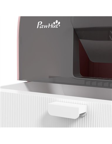 PawHut Hooded Cat Litter Box, Kitten Litter Tray, with Lid, Scoop, Filter, Flap Door, Pink