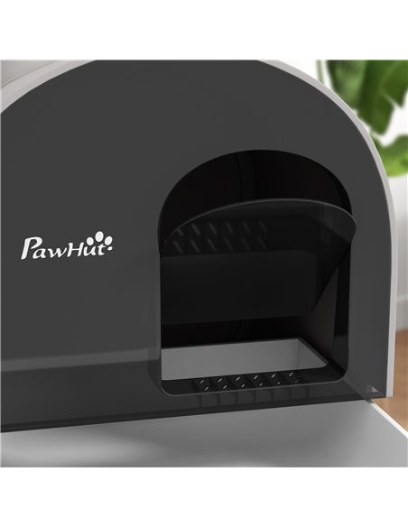 PawHut Hooded Cat Litter Box, Kitten Litter Tray, with Lid, Scoop, Filter, Flap Door, Light Grey - pic 148652 | FastDaddyshop