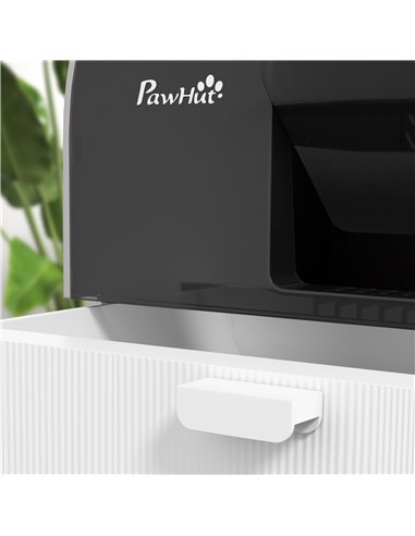 PawHut Hooded Cat Litter Box, Kitten Litter Tray, with Lid, Scoop, Filter, Flap Door, Light Grey