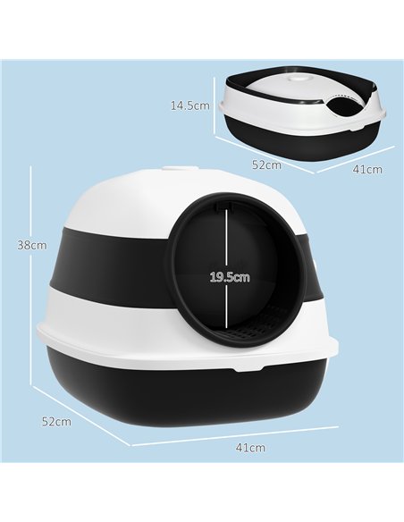 PawHut Foldable Cat Litter Tray with Lid, Deodorant, Scoop, Black - pic 148657 | FastDaddyshop