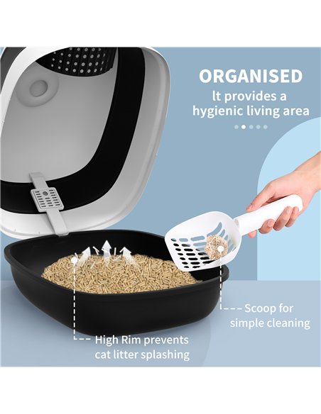 PawHut Foldable Cat Litter Tray with Lid, Deodorant, Scoop, Black - pic 148659 | FastDaddyshop