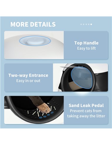 PawHut Foldable Cat Litter Tray with Lid, Deodorant, Scoop, Black