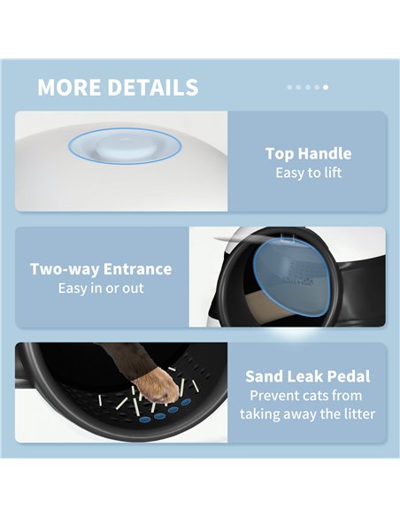 PawHut Foldable Cat Litter Tray with Lid, Deodorant, Scoop, Black - pic 148662 | FastDaddyshop