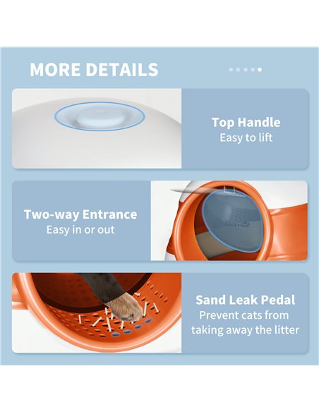 PawHut Foldable Cat Litter Tray with Lid, Deodorant, Scoop, Orange - pic 148671 | FastDaddyshop