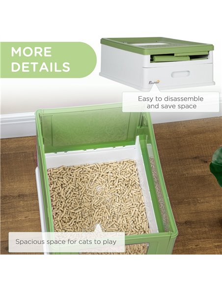 PawHut Hooded Cat Litter Box, Portable Pet Toilet, with Scoop, Front Entry - Light Green - pic 148688 | FastDaddyshop