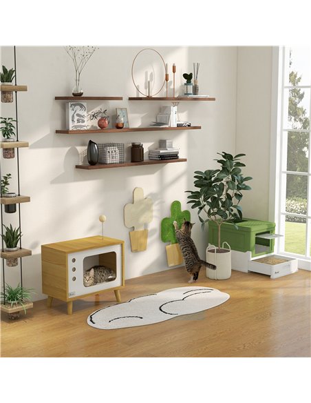 PawHut Hooded Cat Litter Box, Portable Pet Toilet, with Scoop, Front Entry - Light Green - pic 148689 | FastDaddyshop