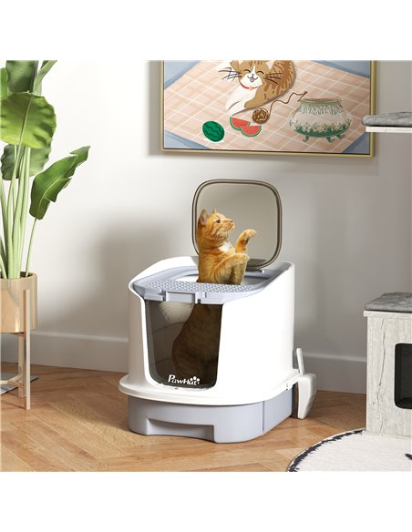 PawHut Cat Litter Box with Lid, Scoop, Deodorisation Bags, Top Entry - pic 148701 | FastDaddyshop