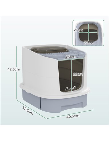 PawHut Cat Litter Box with Lid, Scoop, Deodorisation Bags, Top Entry