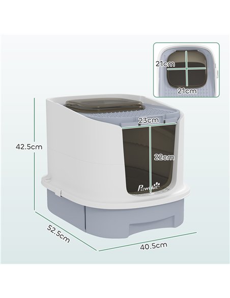 PawHut Cat Litter Box with Lid, Scoop, Deodorisation Bags, Top Entry - pic 148702 | FastDaddyshop
