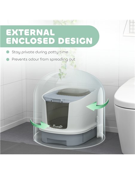 PawHut Cat Litter Box with Lid, Scoop, Deodorisation Bags, Top Entry - pic 148703 | FastDaddyshop