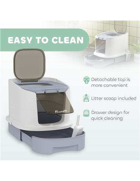 PawHut Cat Litter Box with Lid, Scoop, Deodorisation Bags, Top Entry - pic 148704 | FastDaddyshop