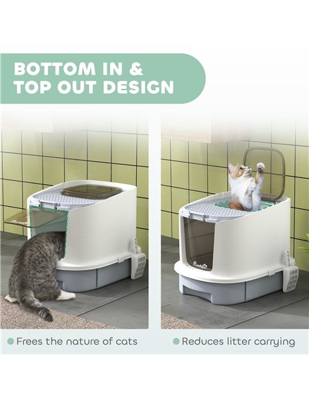 PawHut Cat Litter Box with Lid, Scoop, Deodorisation Bags, Top Entry - pic 148705 | FastDaddyshop