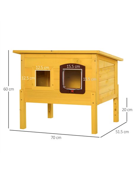 Pawhut Garden Wooden Cat House Hide Cage Outdoor Pet Play Home Water-resistant Roof Kitty Shelter Kennel w/ith Door & Window - pic 148738 | FastDaddyshop