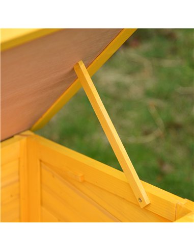 Pawhut Garden Wooden Cat House Hide Cage Outdoor Pet Play Home Water-resistant Roof Kitty Shelter Kennel w/ith Door & Window