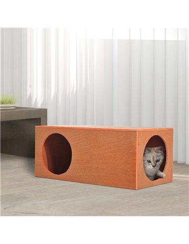PawHut Outdoor Rabbit Hideaway Shelter Indoor Cat Tunnel Garden Kitty Box House Pet Home Run Play Cage Waterproof 60Lx30Wx25H(cm