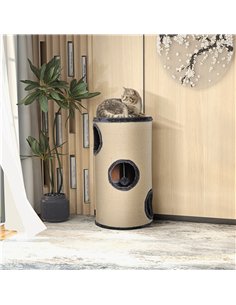 PawHut 70cm Height Cat Post Tree Scratching Barrel Sisal Activity Center Condo Kitten Bed Scratcher Climbing Climber Play House  2