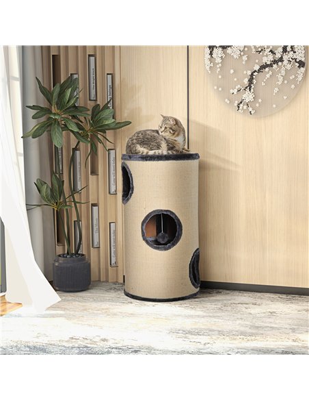 PawHut 70cm Height Cat Post Tree Scratching Barrel Sisal Activity Center Condo Kitten Bed Scratcher Climbing Climber Play House  - pic 148755 | FastDaddyshop