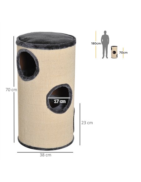 PawHut 70cm Height Cat Post Tree Scratching Barrel Sisal Activity Center Condo Kitten Bed Scratcher Climbing Climber Play House  - pic 148756 | FastDaddyshop