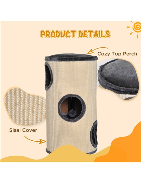 PawHut 70cm Height Cat Post Tree Scratching Barrel Sisal Activity Center Condo Kitten Bed Scratcher Climbing Climber Play House  - pic 148758 | FastDaddyshop
