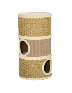 PawHut Cat Scratching Barrel Kitten Tree Tower for Indoor Cats Pet Furniture Climbing Frame Covered with Sisal and Seaweed Rope 