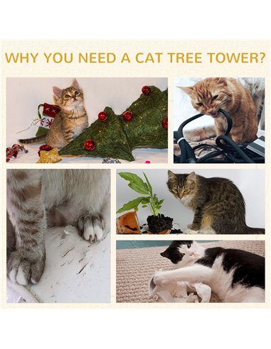 PawHut Cat Scratching Barrel Kitten Tree Tower for Indoor Cats Pet Furniture Climbing Frame Covered with Sisal and Seaweed Rope 