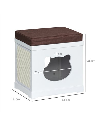 PawHut Cat House Bed Cat Scratching Cube for Small Cat Pet Furniture with Removable Scratching Pad and Soft Cushion White