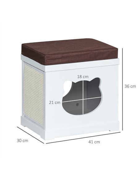 PawHut Cat House Bed Cat Scratching Cube for Small Cat Pet Furniture with Removable Scratching Pad and Soft Cushion White - pic 148783 | FastDaddyshop