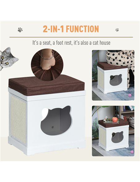 PawHut Cat House Bed Cat Scratching Cube for Small Cat Pet Furniture with Removable Scratching Pad and Soft Cushion White - pic 148784 | FastDaddyshop