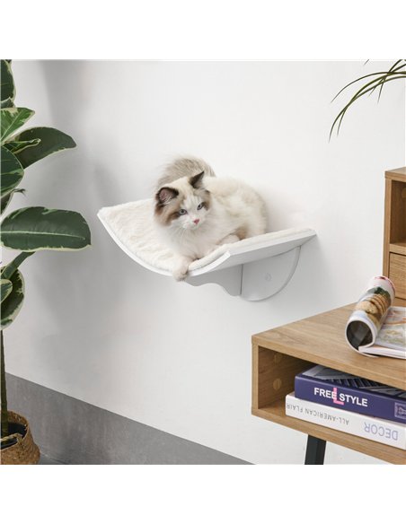 PawHut Wood Cat Shelves Wall-Mounted Shelter Curved Kitten Bed Cat Perch Climber Cat Furniture 41 x 28 x 21cm White - pic 148791 | FastDaddyshop