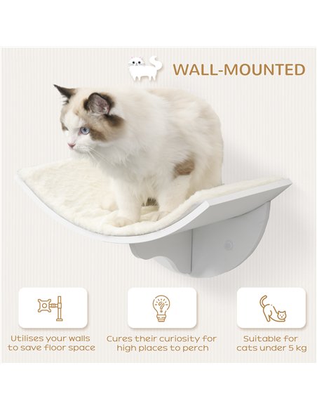 PawHut Wood Cat Shelves Wall-Mounted Shelter Curved Kitten Bed Cat Perch Climber Cat Furniture 41 x 28 x 21cm White - pic 148793 | FastDaddyshop
