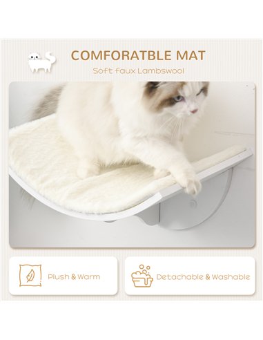 PawHut Wood Cat Shelves Wall-Mounted Shelter Curved Kitten Bed Cat Perch Climber Cat Furniture 41 x 28 x 21cm White