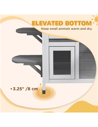 PawHut 2-story Cat House Outdoor, Weatherproof Wooden Cat Enclosure for Feral Cats with Escape Door, Openable Roof, Jumping Plat