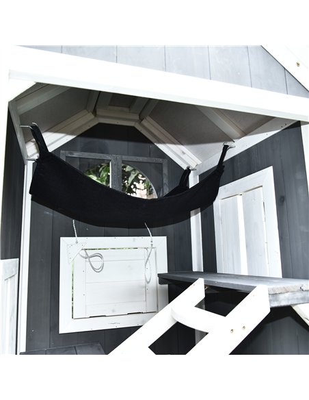 PawHut Wooden Cat House, Weatherproof Pet Shelter, Outdoor Cat Condos Cave, 2 Floor Furniture, Grey and White - pic 148825 | FastDaddyshop